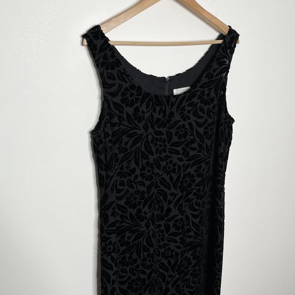 Vintage Express 90s Y2K Womens Velvet Burnout Maxi Dress Black Floral Whimsigoth - Picture 3 of 9